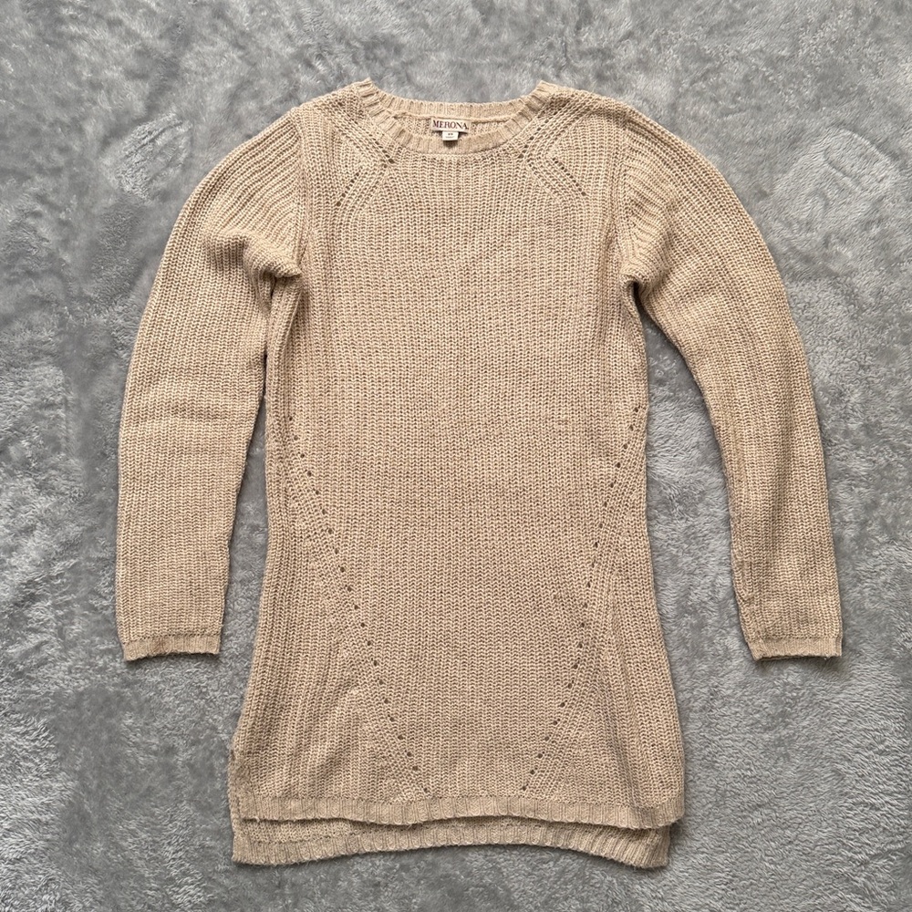Merona Beige/Tan Knit Tunic Sweater